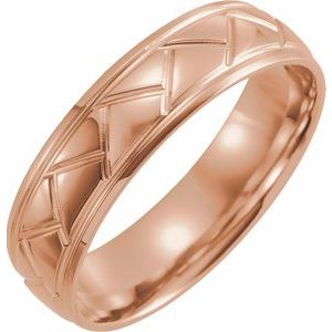 14K Rose 6 mm Tread Pattern Band Size 11 - Siddiqui Jewelers