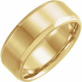 18K Yellow 8 mm Beveled-Edge Band with Satin Finish Size 9 - Siddiqui Jewelers