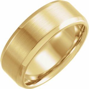14K Yellow 8 mm Beveled-Edge Band with Satin Finish Size 10.5 - Siddiqui Jewelers