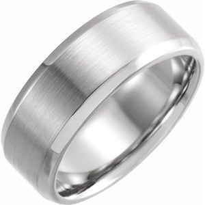 Platinum 8 mm Beveled2Edge Band with Satin Finish Size 13 - Siddiqui Jewelers