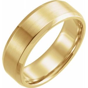 10K Yellow 7 mm Beveled-Edge Band with Satin Finish Size 10 - Siddiqui Jewelers
