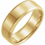 10K Yellow 7 mm Beveled-Edge Band with Satin Finish Size 10.5 - Siddiqui Jewelers