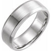 10K White 7 mm Beveled-Edge Band with Satin Finish Size 13 - Siddiqui Jewelers