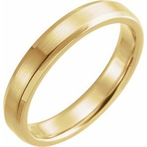 14K Yellow 4 mm Beveled-Edge Band with Satin Finish Size 11 - Siddiqui Jewelers