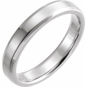 14K White 4 mm Beveled-Edge Band with Satin Finish Size 9 - Siddiqui Jewelers