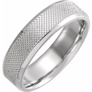 14K White 6 mm  Knurled Beveled-Edge Band Size 10 - Siddiqui Jewelers
