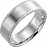 14K White 7 mm Flat Knurled Edge Band with Satin Finish Size 11 - Siddiqui Jewelers