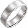 14K White 6 mm Flat Knurled Edge Band with Satin Finish Size 8.5 - Siddiqui Jewelers