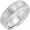 14K White 8 mm Grooved Beveled-Edge Band Size 10 - Siddiqui Jewelers