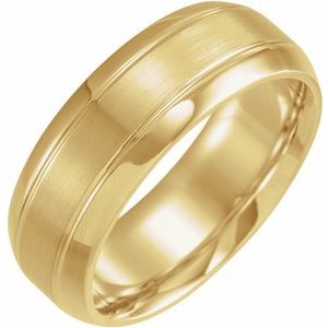 14K Yellow 8 mm Grooved Beveled-Edge Band Size 10 - Siddiqui Jewelers