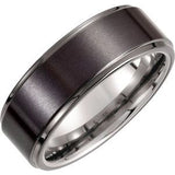 Tungsten & Ceramic Couture® 8 mm Ridged Band Size 11 - Siddiqui Jewelers