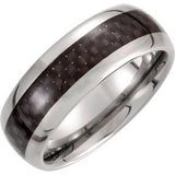 Tungsten 8 mm Domed Band with Carbon Fiber Inlay Size 11 - Siddiqui Jewelers