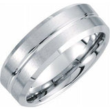 Tungsten 8.3 mm Beveled Band with Grooved Center Size 11 - Siddiqui Jewelers