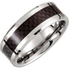 White Tungsten 8 mm Beveled-Edge Band with Black Carbon Fiber Center Size 11 - Siddiqui Jewelers