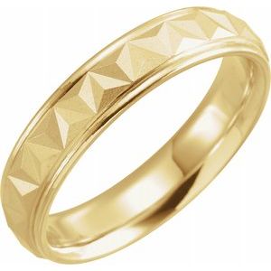 14K Yellow 5 mm Geometric Band with Matte/Polished Finish Size 11 - Siddiqui Jewelers