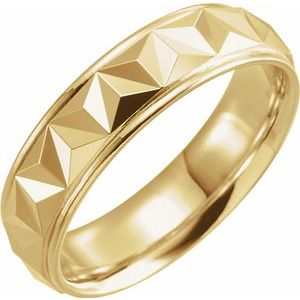 14K Yellow 6 mm Geometric Band with Polished Finish Size 10 - Siddiqui Jewelers