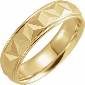 14K Yellow 6 mm Geometric Band with Matte/Polished Finish Size 10 - Siddiqui Jewelers