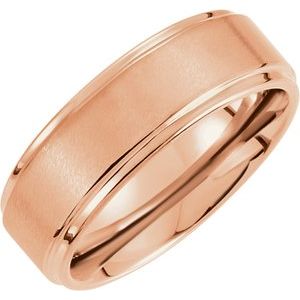 18K Rose Gold PVD Tungsten 8 mm Rounded Edges Band with Satin Finish Size 8.5-Siddiqui Jewelers