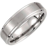 Tungsten 6 mm Satin and Polished Edge Band Size 7.5-Siddiqui Jewelers