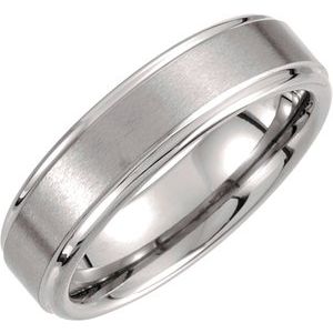 Tungsten 6 mm Satin and Polished Edge Band Size 8.5 - Siddiqui Jewelers