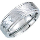 White Tungsten 8 mm Ridged Band with Bark Finish Size 12.5 - Siddiqui Jewelers