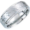 White Tungsten 8 mm Ridged Band with Bark Finish Size 11.5-Siddiqui Jewelers