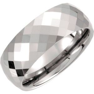 Tungsten 8.3 mm Diamond Cut Faceted Band Size 8.5 - Siddiqui Jewelers