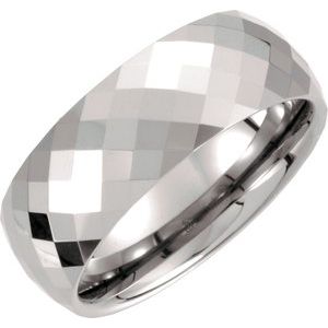 Tungsten 8.3 mm Diamond Cut Faceted Band Size 9.5 - Siddiqui Jewelers