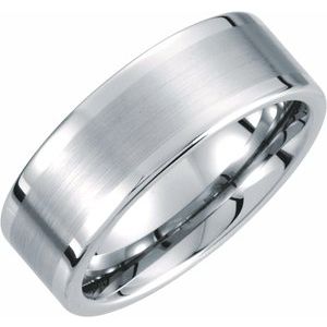 White Tungsten 8 mm Flat Band with Satin Finish Center Size 12-Siddiqui Jewelers