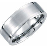 White Tungsten 8 mm Flat Band with Satin Finish Center Size 11 - Siddiqui Jewelers