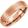 18K Rose Gold PVD Tungsten 4 mm Satin and Polished Edge Band Size 13-Siddiqui Jewelers