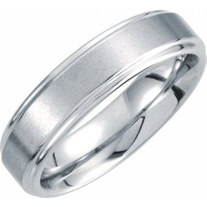 White Tungsten 6 mm Satin and Polished Edge Band Size 10.5-Siddiqui Jewelers