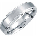 White Tungsten 6 mm Satin and Polished Edge Band Size 9.5-Siddiqui Jewelers