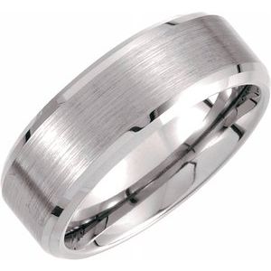 Tungsten 8 mm Beveled-Edge Band with Satin Center Size 10-Siddiqui Jewelers