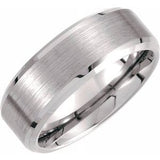 Tungsten 8 mm Beveled-Edge Band with Satin Center Size 9-Siddiqui Jewelers