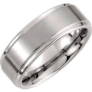 Tungsten 8 mm Rounded Edge Band with Satin Finish Size 9.5 - Siddiqui Jewelers