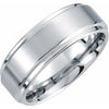 White Tungsten 8 mm Rounded Edge Band with Satin Finish Size 10-Siddiqui Jewelers