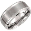 Tungsten 10 mm Ridged Band with Satin Center Size 8 - Siddiqui Jewelers