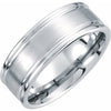 White Tungsten 8.3 mm Grooved Band with Satin Center Size 10 - Siddiqui Jewelers