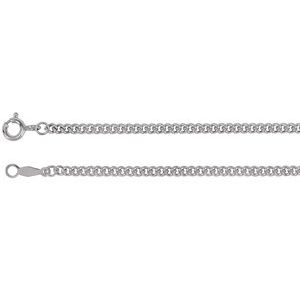14K White 2.25 mm Solid Curb Link 18" Chain-Siddiqui Jewelers