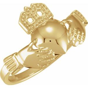 14K Yellow 12x14 mm Ladies Claddagh Ring - Siddiqui Jewelers