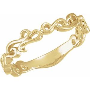 10K Yellow 4 mm Scroll Design Band - Siddiqui Jewelers