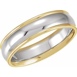 18K Yellow & Platinum & 18K Yellow 6 mm Grooved Band Size 12 - Siddiqui Jewelers