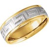 14K Yellow & White 7 mm Greek Key Pattern Band  Size 7 - Siddiqui Jewelers
