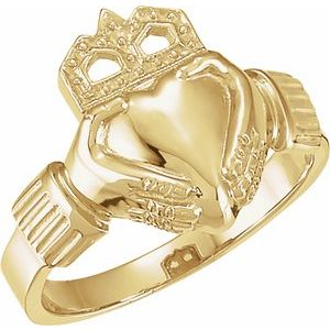 14K Yellow 14.5x10.5 mm Ladies Claddagh Ring - Siddiqui Jewelers
