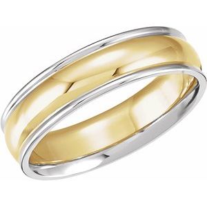 14K White/Yellow/White 6 mm Grooved Band Size 10 - Siddiqui Jewelers