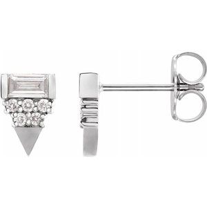 14K White 1/4 CTW Diamond Geometric Earrings - Siddiqui Jewelers