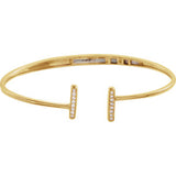 14K Yellow 1/6 CTW Diamond Bar Hinged Cuff Bracelet - Siddiqui Jewelers