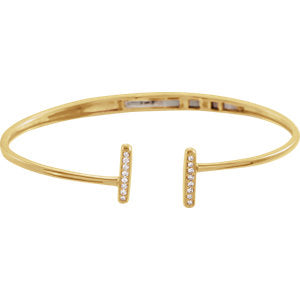 14K Yellow 1/6 CTW Diamond Bar Hinged Cuff Bracelet - Siddiqui Jewelers