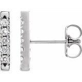 Platinum 1/8 CTW Diamond French-Set Bar Earrings - Siddiqui Jewelers